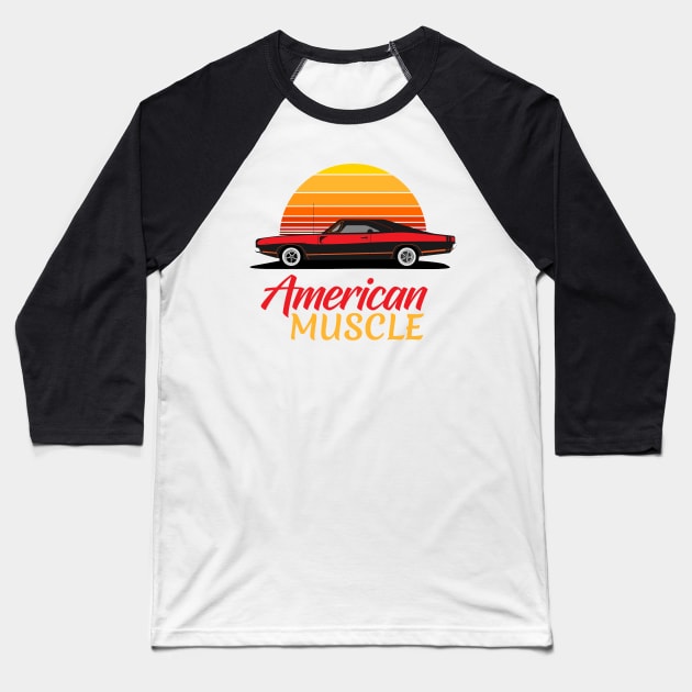 American Muscle - Red and Yellow Baseball T-Shirt by Vroomium